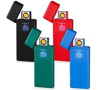 4 accendini elettronici USB, accendino elettrico USB con sensore di impronte digitali, accendino touch, accensione a doppio lato, accendino senza fiamma, con confezione regalo