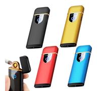 4 accendini elettronici USB, accendino elettrico USB con sensore di impronte digitali, alloggiamento in lega di zinco, accensione a due lati, accendino senza fiamma, con confezione regalo