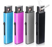 4 accendini elettronici, USB, arco elettrico, accensione doppia, ricaricabile per cucina, barbecue, campeggio (rosso + nero + blu + argento)