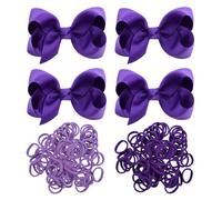 4 Accessori Per Capelli Viola, 50 Pezzi Elastici Per Capelli Da Donna, Fermagli Per Capelli Con Fiocco Per Donna, Adatti Per L'Abbigliamento Quotidiano E Le Uniformi Scolastiche Abbinate