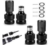 4 adattatori per avvitatore a percussione, adattatore per bussola, in acciaio al carbonio ad alta durezza, adattatore multifunzione per chiavi a cricchetto e cacciavite