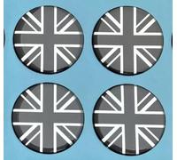 4 adesivi con bandiera Union Jack, diametro 40 mm, in gel lucido cromato e nero