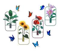 4 adesivi floreali per parete, 1 set di decalcomanie da parete floreali, decorazione da parete con fiori 3D, decorazione da parete adatta per camere da letto, cucine, studi, soggiorni e feste (4