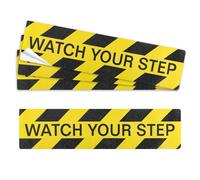 4 adesivi per pavimenti Watch Your Step, 150 x 600 mm, antiscivolo, con segnale di avvertimento con scritta "Watch Your Step", adesivo antiscivolo per la sicurezza sul posto di lavoro sul pavimento