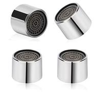 4 aeratori per rubinetto, M22, filtro per rubinetto con alloggiamento in ottone cromato, 22 mm, filettatura interna per rubinetto a risparmio d'acqua, con guarnizione per bagno