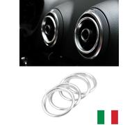 4 Anelli Decorativi Bocchette Cromate Clima Aria Condizionata per AUDI A3 S3 Q2