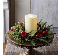 4 anelli per candele di Natale artificiali, ghirlanda di pigne artificiali, per porta d'ingresso, cucina, armadietto, feste, verande, pareti, camino, tavolo da pranzo (A-4 pezzi)