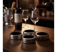 4 anelli per collari per bottiglie di vino in acciaio inox, a prova di perdite, motivo a righe, per bottiglie di vino rosso, per bar e uso domestico
