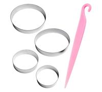 4 Anelli Per Mousse In Acciaio Inossidabile, 1 Coltello Per Sformare, Set Di Stampi Rotondi, Stampo Cavo, Modello Per Torta Rotonda, Stampo Per Involucro Di Gnocchi
