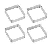 4 anelli per torta forati 3.54" in acciaio inox quadrati