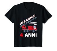 4 anni compleanno bambini 2017 Born Fire Truck Maglietta