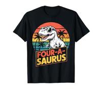 4 Anni Dinosauro Compleanno 4 ° T Rex Dino Quattro Saurus Maglietta