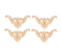 4 applique in legno intagliato, angoli in legno non verniciati, sculture floreali, decalcomanie per specchi, armadi, pareti, porte, cassettiere, comodini, progetti artistici fai da te (20,3 x 20,3 cm)