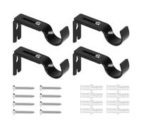 4 aste per tende in metallo con 4 set di viti, staffe per tende regolabili, cinghie per tende da parete, robuste staffe per tende (nero)