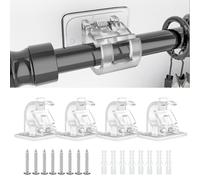4 aste per tende senza forature, senza forature, per tende Curtain Rod No Drill, bastone per tende autoadesive con viti, asta per tende da incollare, supporto per asta senza fori