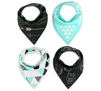 4 bambini unisex da bambino Bandana Drool Bavaglini con bottoni morbido cotone biologico unico doccia set regalo Super Assorbente per dentizione Feeding Fashion regolabile