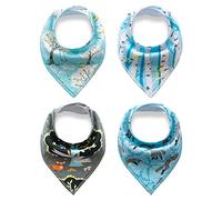 4 bambini unisex da bambino Bandana Drool Bavaglini con bottoni morbido cotone biologico unico doccia set regalo Super Assorbente per dentizione Feeding Fashion regolabile