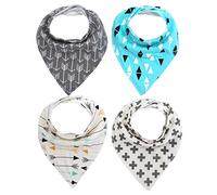 4 bambini unisex da bambino Bandana Drool Bavaglini con bottoni morbido cotone biologico unico doccia set regalo Super Assorbente per dentizione Feeding Fashion regolabile