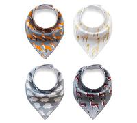 4 bambini unisex da bambino Bandana Drool Bavaglini con bottoni morbido cotone biologico unico doccia set regalo Super Assorbente per dentizione Feeding Fashion regolabile