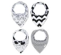 4 bambini unisex da bambino Bandana Drool Bavaglini con bottoni morbido cotone biologico unico doccia set regalo Super Assorbente per dentizione Feeding Fashion regolabile