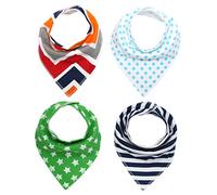 4 bambini unisex da bambino Bandana Drool Bavaglini con bottoni morbido cotone biologico unico doccia set regalo Super Assorbente per dentizione Feeding Fashion regolabile