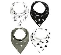 4 bambini unisex da bambino Bandana Drool Bavaglini con bottoni morbido cotone biologico unico doccia set regalo Super Assorbente per dentizione Feeding Fashion regolabile