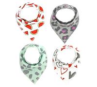 4 bambini unisex da bambino Bandana Drool Bavaglini con bottoni morbido cotone biologico unico doccia set regalo Super Assorbente per dentizione Feeding Fashion regolabile