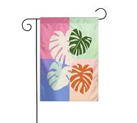 4 bandiere geometriche astratte da giardino con foglie di Monstera 30 x 45 cm verticale su entrambi i lati per fattoria vacanze decorazioni esterne bandiera cortile