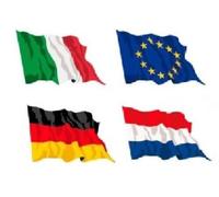 4 BANDIERE PICCOLE CM 40 X 60 SPIAGGE BARCHE ITALIA EUROPA GERMANIA OLANDA 40x60