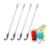 4 Bar Spoon - Cucchiaio Cocktail - Cucchiaini Lunghi, 25cm, Edelstahl, Longdrink Rührer con Spiralmuster e Spiegelpolitur, Stilvolle Design, Perfetti per Martini, Cocktail, Caffè e Shaker