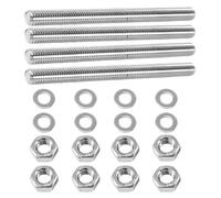 4 barre filettate M10 x 100 mm, in acciaio inox, asta filettata completa M10 con 8 rondelle e dado esagonale, asta filettata per la produzione di mobili per costruzioni meccaniche