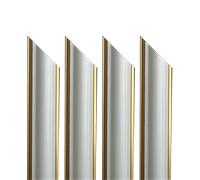 4 barre intere PRETAGLIATE AD ANGOLO per Bugna Boiserie in polimeri linea GOLD (doppio filo oro) ral 9010 varie dimensioni - 4 barre da 220cm