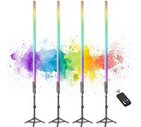 4 barre Luce video LED portatile, stick luminoso per fotografia LUXCEO Mood1 con telecomando, dimmerabile, batteria integrata, lampada fotografica RGB per YouTube,TikTok,streaming di giochi