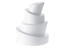 4 Base POLISTIROLO Torta WONKY Set h.5/10 cm. 30-25-20-15 cm Diametro Party Festa Cake Design