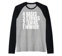 4 basi 3 colpi 2 squadre 1 vincitore del softball baseball Maglia con Maniche Raglan