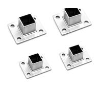 4 basi quadrate per pali in acciaio inox, con flangia, resistenti staffe per pali per recinzioni, supporto per ringhiere (2,5 x 2,5 cm), pali e accessori, pali per terrazze