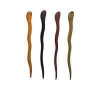 4 bastoncini per capelli ondulati in legno per capelli lunghi, 17,8 cm, forcine per capelli in legno cinese leggero, stile retrò, asiatico, Kanzashi, accessori Hanfu, per donne e adolescenti