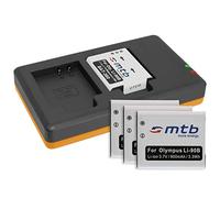 4 Batterie + Caricabatteria doppio (USB) per LI-90B Li-92B / Olympus Actioncam Tough TG Tracker/TG-1, TG-2, TG-3, TG-4, TG-5 / XZ-2 … v. lista - (Cavo USB micro incluso)