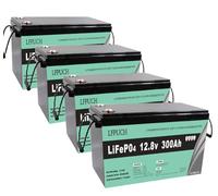 4 batterie LiFePO4 da 12 V 300 Ah, batterie al litio ferro fosfato da 15 kWh, possono essere collegate in serie a 48 V (51,2 V) 300 Ah, adatte per navi, accumulo di energia domestico, ecc.
