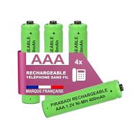 4 batterie ricaricabili 400 mAh 1,2 V NI-MH | AAA LR03 LR3 R03 R3 H03 H3 | Compatibile Sostituzione Telefono Fisso Wireless per Philips PANASONIC GIGASET ALCATEL Siemens DECT