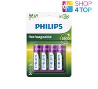 4 Batterie Ricaricabili AA PHILIPS NiMH HR6 2600 MAH BATTERIA 4BL 1.2V NUOVE