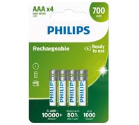 4 Batterie Ricaricabili AAA Philips Nimh Hr03 700 Mah 4bl 1.2V Micro