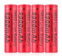 4 batterie ricaricabili da 3,7 V, batterie da 9900 mAh, ad alta capacità, button top batterie per lampade tascabili, lampada frontale, blu (4 pezzi)