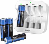 4 batterie ricaricabili litio AA 1,5v 3,5mWh con caricatore di tipo C+cavo USB-A