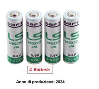 4 Batterie Stilo AA SAFT LITIO LS14500 3,6 V 2600 mAh LI-SOCL2 per allarme