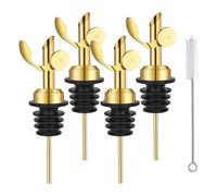 4 beccucci per bottiglie in acciaio inox, con chiusura automatica per olio d'oliva, beccuccio con funzione di piegatura automatica, beccuccio per liquore, oro, durevole, facile da installare