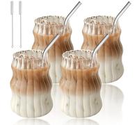 4 bicchieri da latte macchiato da 500 ml: bicchieri da caffè a doppia parete con cannuccia e spazzola morbida, tazze da cappuccino per cappuccino, latte, tè, gelato, tè freddo, iced americano, latte