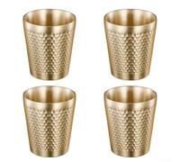 4 bicchieri in acciaio inox, 175 ml, impilabili, a doppia parete, infrangibili, con motivo a martello, bicchieri isolanti per birra (giallo)