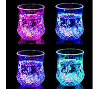 4 bicchieri luminosi con luce LED, bicchieri per vino attivati automaticamente dal liquido, bicchieri LED luminosi per feste, disco, night club, bar, whisky, birra (confezione da 4)
