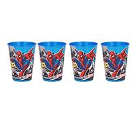 4 bicchieri per bambini, 260 ml, motivo a scelta tra: Spiderman - Batman - Thomas - Topolino / bicchieri in plastica senza BPA, regalo per ragazzi (fantasia: Spiderman)